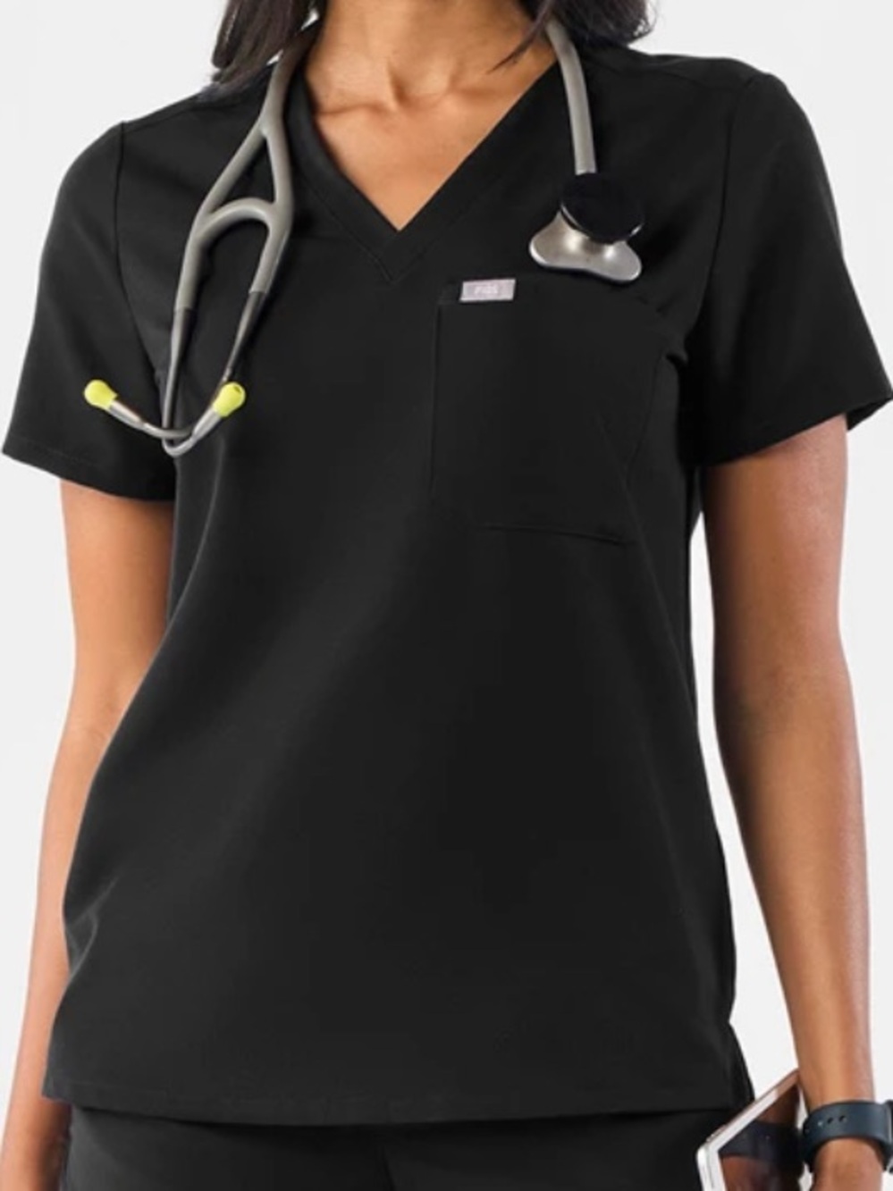 FIGS Catarina Black One Pocket Medical Scrub Top | Size M